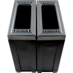 Busch Systems Evolve Double Recycling & Trash Can, 46 Gallon, Black -Cheap Trash & Recycling Store 101263 03