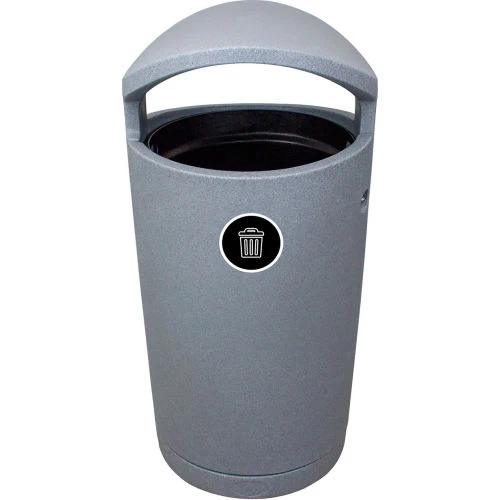 Busch Systems Plastic Round European Style Trash Can, 36 Gallon, Greystone 2 Busch Systems Plastic Round European Style Trash Can, 36 Gallon, Greystone - Image 2