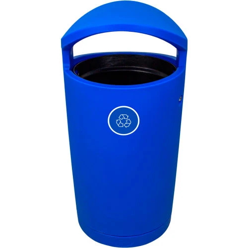 Busch Systems Plastic Round European Style Recycling Can, 36 Gallon, Blue 2 Busch Systems Plastic Round European Style Recycling Can, 36 Gallon, Blue - Image 2
