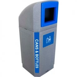 Busch Systems Outdoor Octo Container - Cans & Bottles, 32 Gallon - Graystone/Blue - 104438