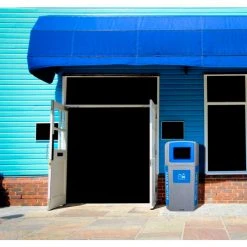 Busch Systems Outdoor Octo Container - Cans & Bottles, 32 Gallon - Graystone/Blue - 104438 -Cheap Trash & Recycling Store 104438 03