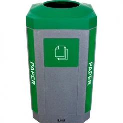 Busch Systems Indoor Octo Container - Paper, 32 Gallon - Graystone/Green - 104455 -Cheap Trash & Recycling Store 104455 02