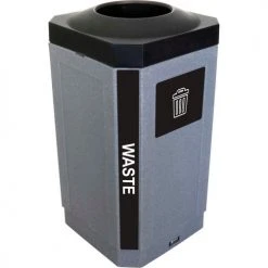 Busch Systems Indoor Octo Container - Waste, 32 Gallon - Graystone/Black - 104456