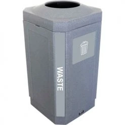 Busch Systems Indoor Octo Container - Waste, 32 Gallon - Graystone - 104458