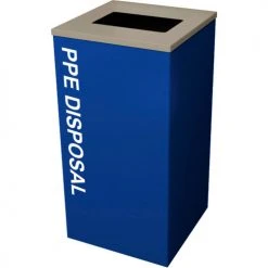 Busch Systems Spectrum Cube PPE Disposal Bin With Anti-Microbial Lid, 24 Gallon, Blue