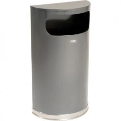 Rubbermaid Half Round Trash Container With Flat Lid