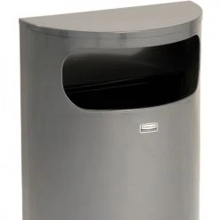 Rubbermaid Half Round Trash Container With Flat Lid 19 Rubbermaid Half Round Trash Container With Flat Lid -Cheap Trash & Recycling Store 138675GC 03