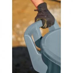 Rubbermaid® Vented Wheeled Brute Container, 44 Gallon, Gray - Pkg Qty 4 -Cheap Trash & Recycling Store 2131929 2131928 RCP UR WheeledBrute ErgonomicHandleOneHand Lifestyle Detail