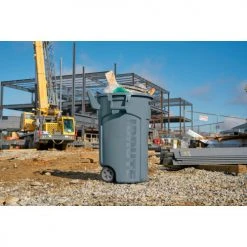 Rubbermaid® Vented Wheeled Brute Container, 44 Gallon, Gray - Pkg Qty 4 -Cheap Trash & Recycling Store 2131929 2131928 RCP UR WheeledBrute Trash Environmental Right Side Horizontal