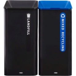 Rubbermaid® Sustain Mixed Recycling Container 23 Gal, Blue -Cheap Trash & Recycling Store 21 1691 RCP DR Sustain 2078988 2078980 23G Landfill and Mixed Recycling Straight on