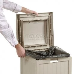 Suncast Plastic Square Trash Can Hideaway, 24 Gallon, Taupe -Cheap Trash & Recycling Store 237626 03