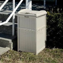 Suncast Plastic Square Trash Can Hideaway, 24 Gallon, Taupe -Cheap Trash & Recycling Store 237626 07