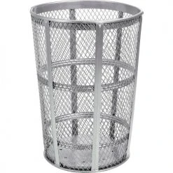 Global Industrial™ Outdoor Steel Mesh Corrosion Resistant Trash Can, 48 Gallon, Silver