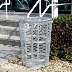 Global Industrial™ Outdoor Steel Mesh Corrosion Resistant Trash Can, 48 Gallon, Silver -Cheap Trash & Recycling Store 237633 05