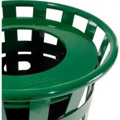 Global Industrial™ Outdoor Slatted Steel Trash Can With Flat Lid & Liner, 24 Gallon, Green -Cheap Trash & Recycling Store 237725GN 06
