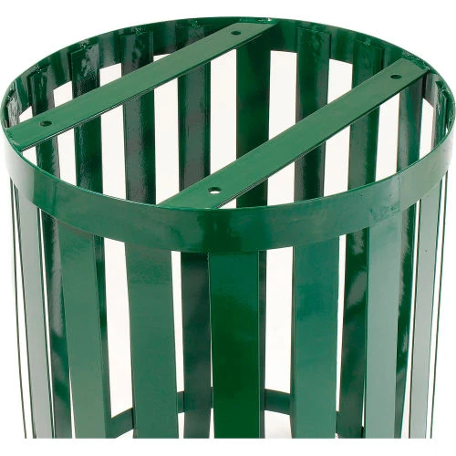 Global Industrial Outdoor Slatted Steel Trash Can With Flat Lid, 36 Gallon, Green 4 Global Industrial Outdoor Slatted Steel Trash Can With Flat Lid, 36 Gallon, Green - Image 4