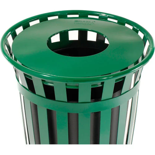 Global Industrial Outdoor Slatted Steel Trash Can With Flat Lid, 36 Gallon, Green 5 Global Industrial Outdoor Slatted Steel Trash Can With Flat Lid, 36 Gallon, Green - Image 5