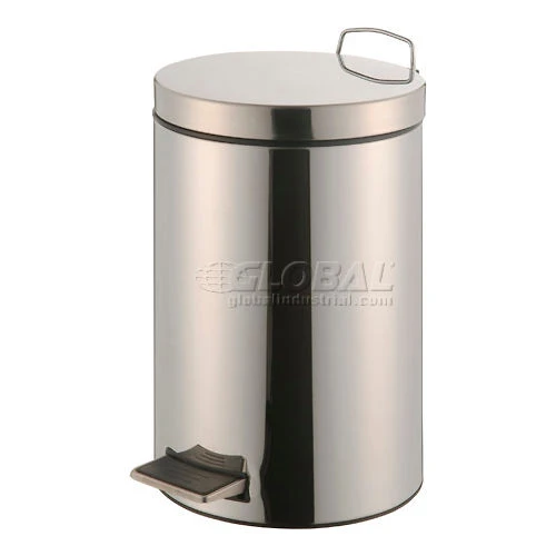 Global Industrial 3-1/2 Gallon Step On Trash Can - Stainless Steel 2 Global Industrial 3-1/2 Gallon Step On Trash Can - Stainless Steel - Image 2