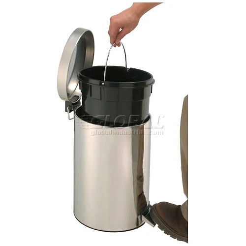 Global Industrial 3-1/2 Gallon Step On Trash Can - Stainless Steel 7 Global Industrial 3-1/2 Gallon Step On Trash Can - Stainless Steel - Image 7