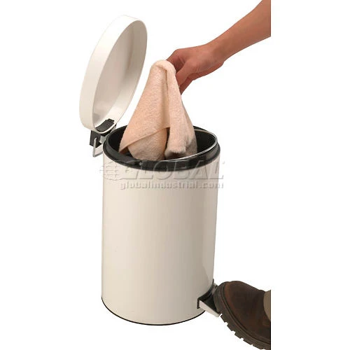 Global Industrial 3-1/2 Gallon Step On Trash Can - White 6 Global Industrial 3-1/2 Gallon Step On Trash Can - White - Image 6