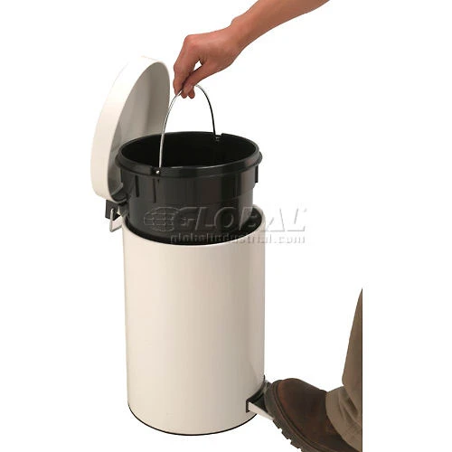 Global Industrial 3-1/2 Gallon Step On Trash Can - White 7 Global Industrial 3-1/2 Gallon Step On Trash Can - White - Image 7