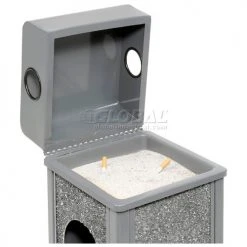 Global Industrial™ Stone Panel Trash Weather Urn, 2-1/2 Gallon, 10-1/4" Square x 28"H -Cheap Trash & Recycling Store 238240GY 07