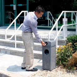 Global Industrial™ Stone Panel Trash Weather Urn, 2-1/2 Gallon, 10-1/4" Square x 28"H -Cheap Trash & Recycling Store 238240GY 14