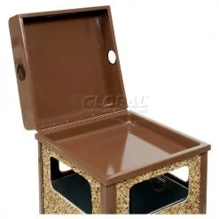 Global Industrial™ Stone Panel Trash Weather Urn, Brown, 24 Gallon, 17-1/2" Square x 36"H -Cheap Trash & Recycling Store 238241BN 05