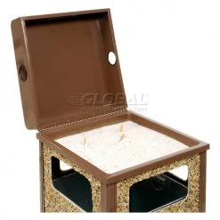 Global Industrial™ Stone Panel Trash Weather Urn, Brown, 24 Gallon, 17-1/2" Square x 36"H -Cheap Trash & Recycling Store 238241BN 06