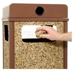 Global Industrial™ Stone Panel Trash Weather Urn, Brown, 24 Gallon, 17-1/2" Square x 36"H -Cheap Trash & Recycling Store 238241BN 10