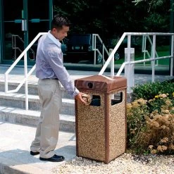 Global Industrial™ Stone Panel Trash Weather Urn, Brown, 24 Gallon, 17-1/2" Square x 36"H -Cheap Trash & Recycling Store 238241BN 15