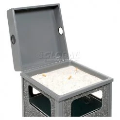 Global Industrial™ Stone Panel Trash Weather Urn, Gray, 12 Gallon, 13-1/2" Square x 35"H -Cheap Trash & Recycling Store 238241GY 06