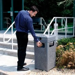 Global Industrial™ Stone Panel Trash Weather Urn, Gray, 12 Gallon, 13-1/2" Square x 35"H -Cheap Trash & Recycling Store 238241GY 15