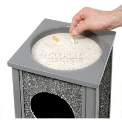 Global Industrial™ Stone Panel Trash Sand Urn, Gray, 2-1/2 Gallon, 10-1/4" Square x 24"H -Cheap Trash & Recycling Store 238242GY 05