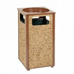 Global Industrial™ Stone Panel Trash Sand Urn, Brown, 12 Gallon, 13-1/2" Square x 32"H