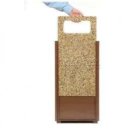 Global Industrial™ Stone Panel Trash Sand Urn, Brown, 12 Gallon, 13-1/2" Square x 32"H -Cheap Trash & Recycling Store 238243BN 02