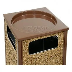 Global Industrial™ Stone Panel Trash Sand Urn, Brown, 12 Gallon, 13-1/2" Square x 32"H -Cheap Trash & Recycling Store 238243BN 06