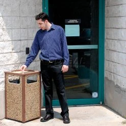 Global Industrial™ Stone Panel Trash Sand Urn, Brown, 12 Gallon, 13-1/2" Square x 32"H -Cheap Trash & Recycling Store 238243BN 14