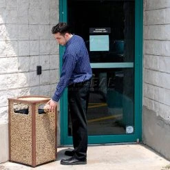 Global Industrial™ Stone Panel Trash Sand Urn, Brown, 12 Gallon, 13-1/2" Square x 32"H -Cheap Trash & Recycling Store 238243BN 15