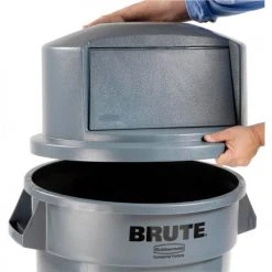 Rubbermaid Dome Lid For 55 Gallon Trash Container - Gray -Cheap Trash & Recycling Store 239006GY 06