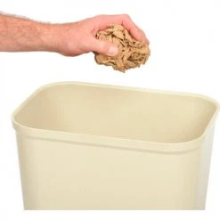 Rubbermaid 7 Gallon Fire Resistant Fiberglass Wastebasket - Beige -Cheap Trash & Recycling Store 240432BG 03