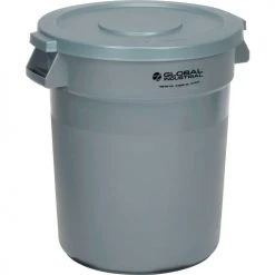 Global Industrial™ Plastic Trash Can with Lid - 10 Gallon Gray