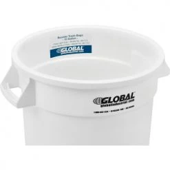 Global Industrial™ Plastic Trash Can - 10 Gallon White -Cheap Trash & Recycling Store 240456WH 03