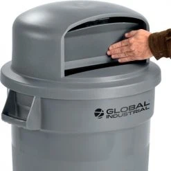 Global Industrial™ Plastic Trash Can with Dome Lid - 32 Gallon Gray -Cheap Trash & Recycling Store 240460GYD 03