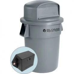Global Industrial™ TrashTalk™ Plastic Trash Can w/Dome Lid, 55 Gal., Gray