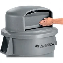 Global Industrial™ Plastic Trash Can with Dome Lid - 55 Gallon Gray -Cheap Trash & Recycling Store 240464GYD 03