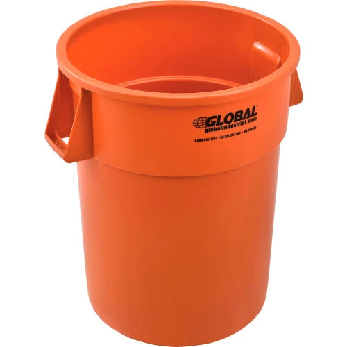 Global Industrial Plastic Trash Can - 55 Gallon Orange 4 Global Industrial Plastic Trash Can - 55 Gallon Orange - Image 4