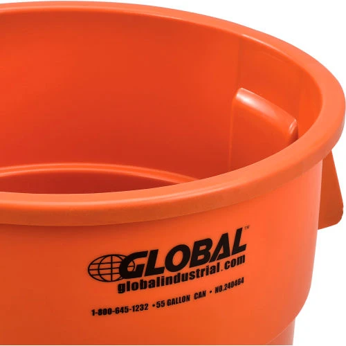 Global Industrial Plastic Trash Can - 55 Gallon Orange 5 Global Industrial Plastic Trash Can - 55 Gallon Orange - Image 5