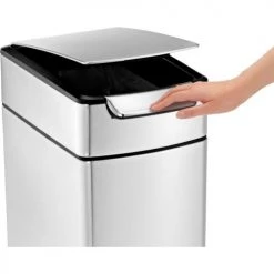Simplehuman® Stainless Steel Slim Touch-Bar Trash Can, 10-1/2 Gallon -Cheap Trash & Recycling Store 240637SS 3
