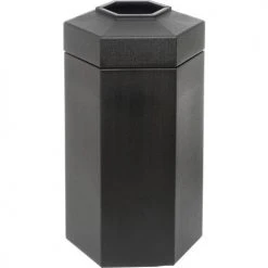 Commercial Zone PolyTec™ Open Top Hex Waste Container, Black, 50-Gallon